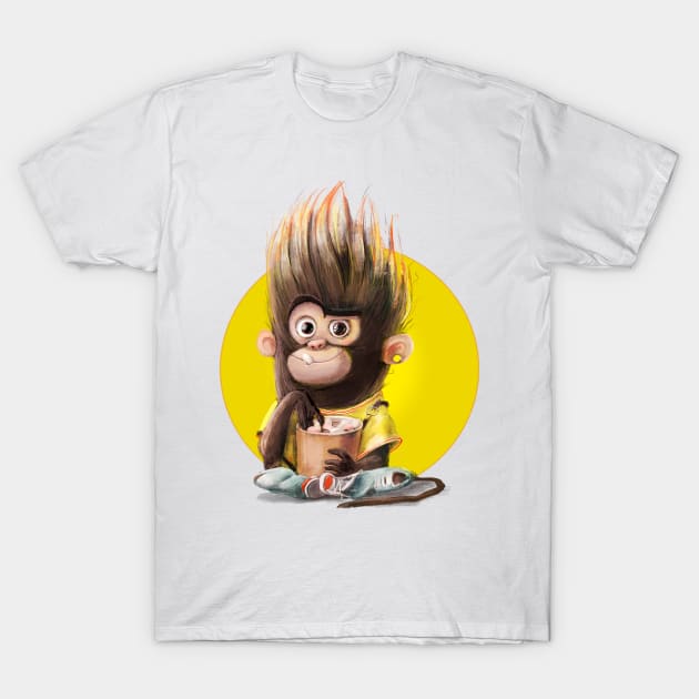 Monkey with Cocoa T-Shirt by EveFarb